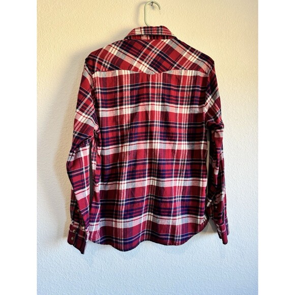 Jachs Girlfriend Women's Red Plaid Long Sleeve Pearl Snap Button Down Shirt M - Picture 2 of 11